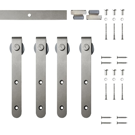 Quiet Glide Soft Close 48" Satin Nickel Hook Mini Double Barn Door Hardware NT.1310.01.SN-48-2-SC